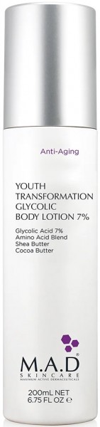 M.A.D Skincare Anti-Aging Youth Transformation Glycolic Body Lotion 7% (Омолаживающий лосьон для тела с 7% гликолевой кислотой), 200 мл