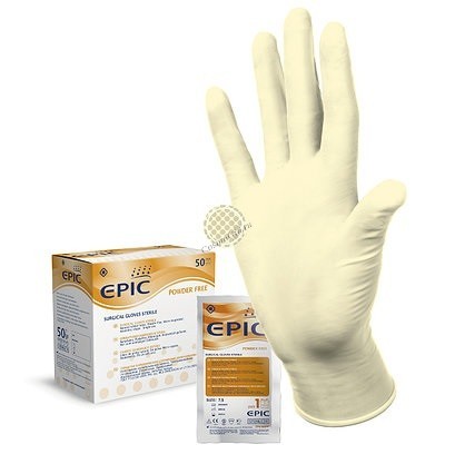 Перчатки Epic SO PF латексные хирургические стерильные, желтый, 1 пара