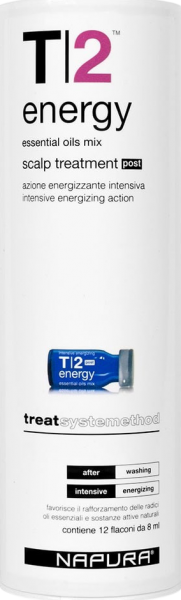 Napura T2 Energy Post (Ампулы-флаконы для нормальной кожи головы. Против выпадения. После шампуня), 12 флаконов х 8 мл