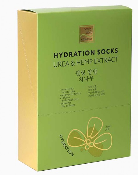 Beauty Style Hydration Socks (Носочки увлажняющие для педикюра «UREA & HEMP EXTRACT»), 6 шт