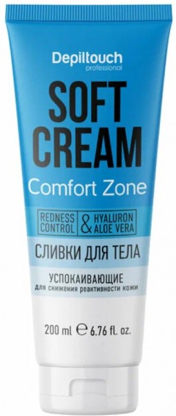 Depiltouch Professional Comfort Zone Soft Cream (Сливки для тела успокаивающие для снижения реактивности кожи с пантенолом и гиалуроновой кислотой), 200 мл