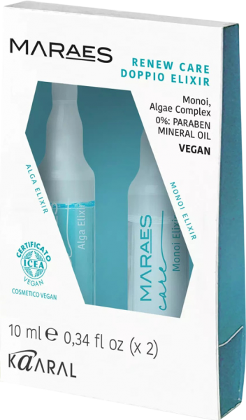 Kaaral Maraes Elixir Renew Care Doppio Elixir Try Me (Эмульсия «Восстанавливающий элексир» для повреждённых и тусклых волос), 2 шт x 10 мл