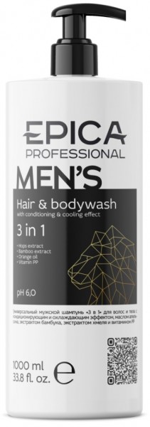 Epica Professional Men's 3 in 1 Shampoo (Универсальный мужской шампунь для волос и тела)