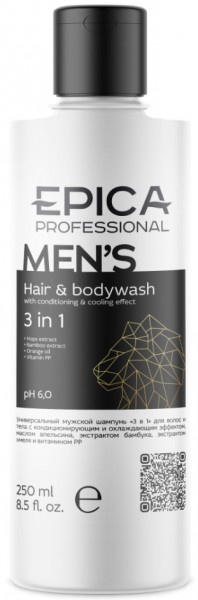 Epica Professional Men's 3 in 1 Shampoo (Универсальный мужской шампунь для волос и тела)