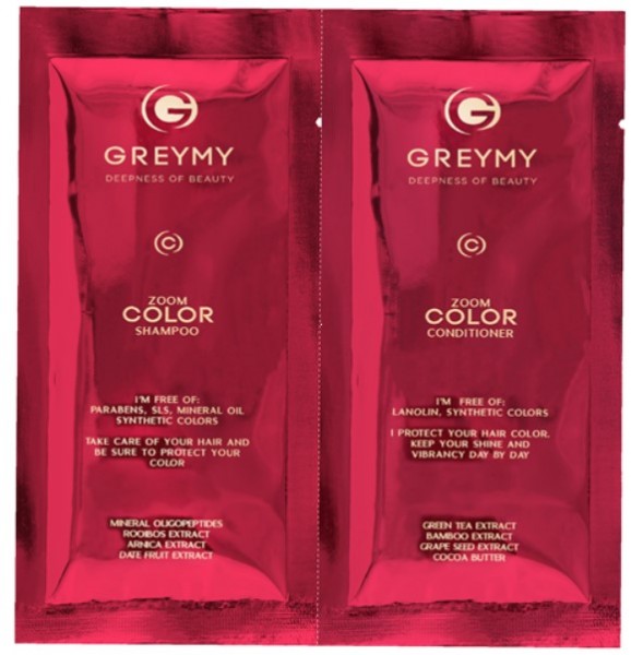 Greymy Zoom Color Shampoo & Zoom Color Color Conditioner Tester (Пробник "Грейми Зум Колор шампунь и Грейми Зум Колор кондиционер для окрашенных волос"), 2*10мл