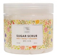 Beauty Style Sugar Scrub Milk + Honey + Chocolate (Сахарный скраб «Молоко, мед и шоколад» для ног, рук и тела), 450 мл