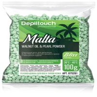 Depiltouch Professional Bliss Malta Wax (Полимерный пленочный воск Malta Bliss с маслом грецкого ореха и жемчужной пудрой)