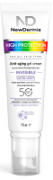 NewDermis High Protection Invisible Anti-Aging Gel Cream SPF 50+ PPD 24(Дневной омолаживающий гель-крем с невидимым финишем SPF 50+ PPD24), 75 мл