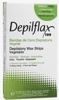 Depilflax 100 Depilatory Wax Strips Набор: 10 шт полоски для тела + 2 шт полоски для лица + 8 мл гель + 2 шт салфетки с маслом