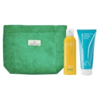 Germaine de Capuccini TE Sun Набор в зеленой махровой косметичке (Лосьон SPF50 и Крем)
