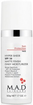 M.A.D Skincare Solar Protection Hyper Sheer SPF 50 Matte Finish Daily Moisturizer (Увлажняющий и матирующий крем- основа под макияж с защитой SPF 50), 50 гр