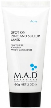 M.A.D Skincare Acne Spot On Zinc and Sulfur Mask (Подсушивающая маска с цинком и серой), 60 гр