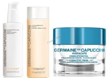 Germaine de Capuccini HydraCure Normal and Combinated Skin 50ml Cleankit (Набор крем для нормальной и комбинированной кожи + Молочко + лосьон + повязка)