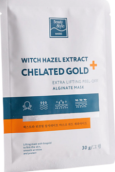 Beauty Stylе Witch Hazel Extract + Chelated Gold Mask (Альгинатная лифтинг-маска), 10 шт x 30 гр