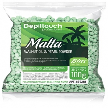 Depiltouch Professional Bliss Malta Wax (Полимерный пленочный воск Malta Bliss с маслом грецкого ореха и жемчужной пудрой)