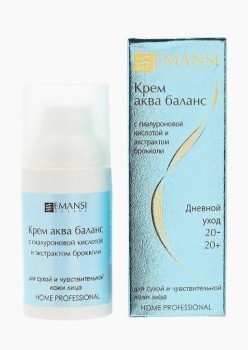 Emansi Крем аква-баланс с гиалуроновой кислотой и экстрактом брокколи для сухой и чувствительной кожи лица, 30 мл 