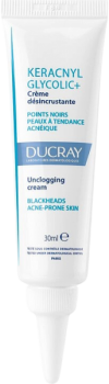 Ducray Keracnyl Glycolic+ (Очищающий матирующий крем против закупоривания пор, чёрных точек и жирного блеска), 30 мл