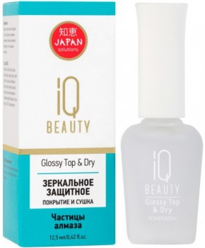 IQ Beauty Glossy Top&Dry (Финишное покрытие для лака зеркальное с сушкой), 12,5 мл