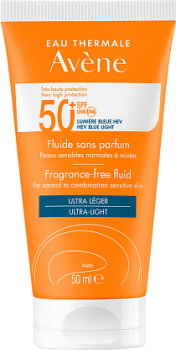 Avene Fluide SPF50+ (Солнцезащитный флюид SPF 50+, без отдушек), 50 мл