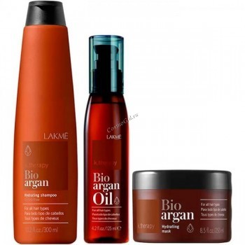 Lakme K.therapy Bio Argan Oil Exclusive Tritment (Набор аргановый для восстановления волос), 3 средства 