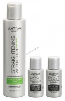 Kativa Straightening without Iron Xtra Shine (Набор для выпрямления волос «Экстра-блеск» для тусклых волос с жемчугом и кератином)
