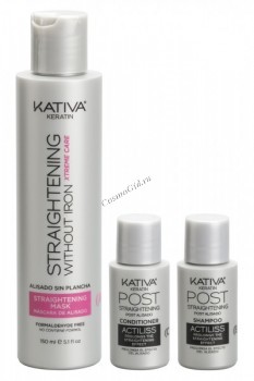 Kativa Straightening without Iron Xtreme Care (Набор для выпрямления волос «Уход» для поврежденных волос с маслом купуасу и кератином)