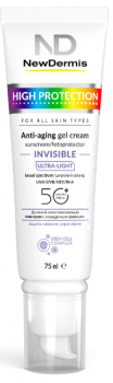 NewDermis High Protection Invisible Anti-Aging Gel Cream SPF 50+ PPD 24(Дневной омолаживающий гель-крем с невидимым финишем SPF 50+ PPD24), 75 мл