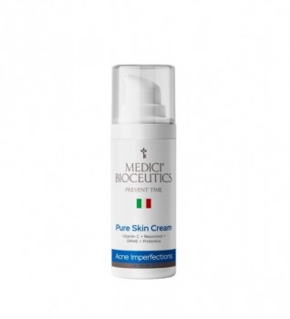 Medici Bioceutics Pure skin cream (Защитный антибактериальный крем для сужения пор с комплексом пробиотиков, ДМАЭ, резорцинолом и витамином С)