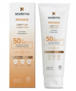 Sesderma Repaskin Light Fluid Body sunscreen SPF 50 (Флюид нежный солнцезащитный для тела СЗФ 50), 200 мл