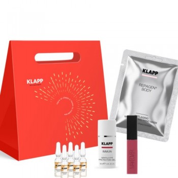 Klapp Immun Skin Care Set (Подарочный набор с гелем для век Immun), 30 мл+1 шт+ 5*1 мл+ 1шт