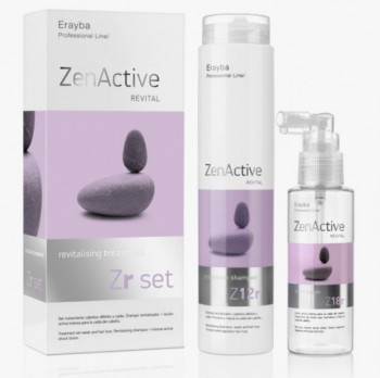Erayba Zen Active Zr set revitalising treatment (Набор продуктов (Шампунь профилактический для укрепления корней волос, Лосьон для укрепления корней волос)), 250+100 мл